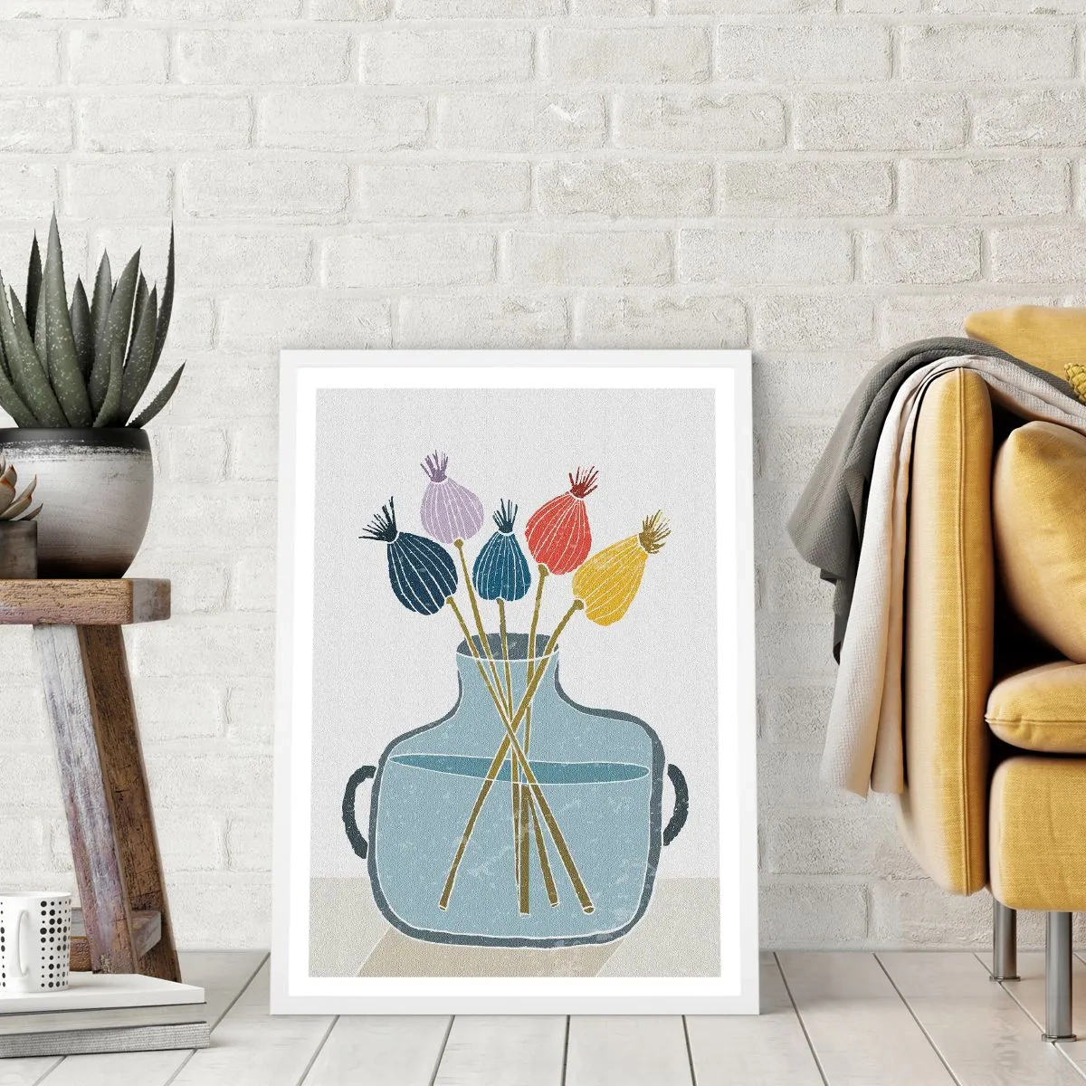 Plagát v bielom ráme - Makové kvety - 70x100 cm