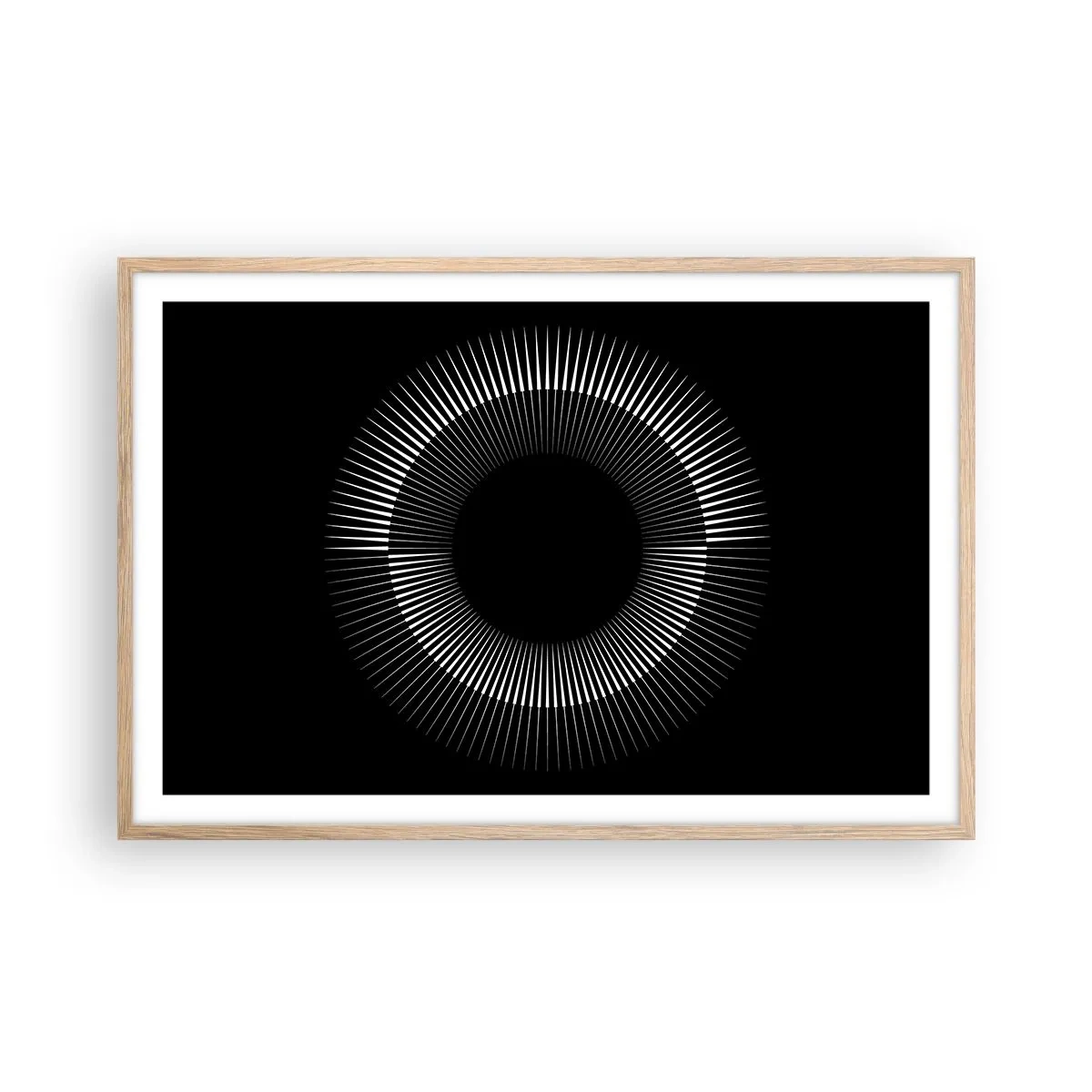 Plagát v ráme zo svetlého duba - Čierne slnko - 91x61 cm