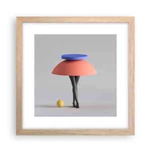 Plagát v ráme zo svetlého duba - Surrealistická kompozícia - 30x30 cm