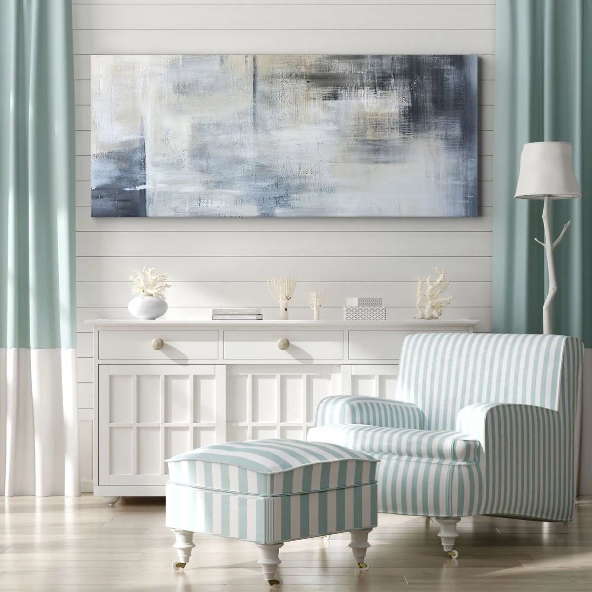 Obraz na plátne - Za závojom modrej - 100x40 cm