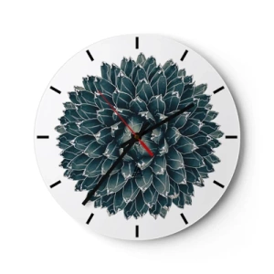 Nástenné hodiny - Symetrická sukulentná ružica v odtieňoch zelenej - 30x30cm - Hviezda púšte - Moderná nástenná dekorácia do obývacej izby, kuchyne a spálne ARTTOR