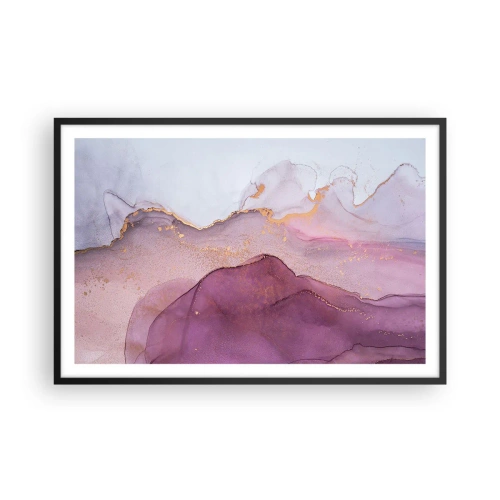 Plagát v čiernom ráme - Fialové a ľalové vlny - 91x61 cm