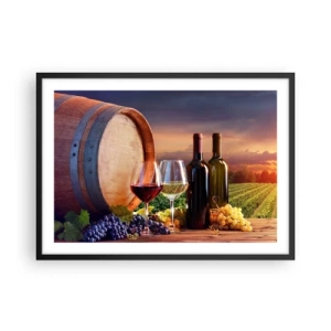 Plagát v čiernom ráme - Tu má život chuť - 70x50 cm