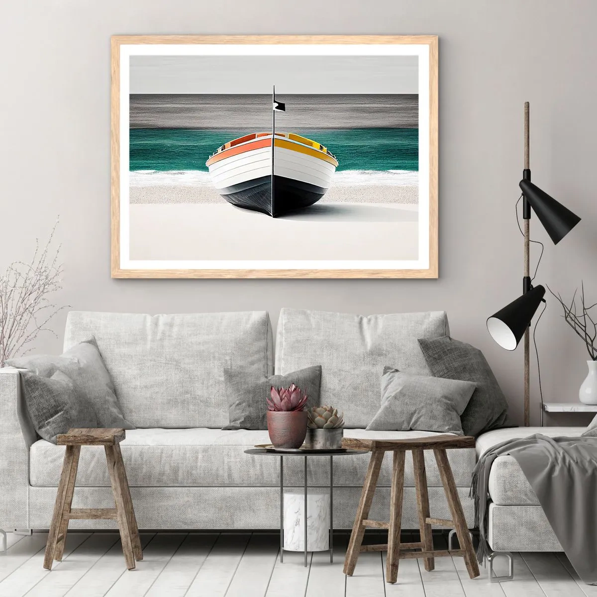 Plagát v ráme zo svetlého duba - Na správnom mieste - 70x50 cm