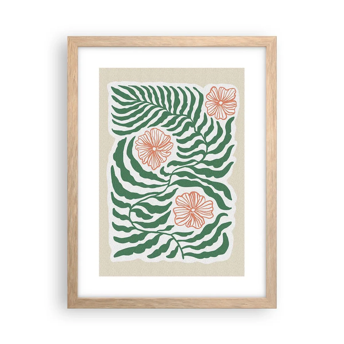 Plagát v ráme zo svetlého duba - Rozkvitnuté v zeleni - 30x40 cm