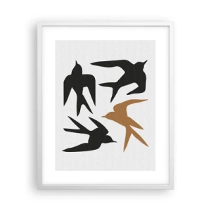 Plagát v bielom ráme - Lastovičky - 40x50 cm