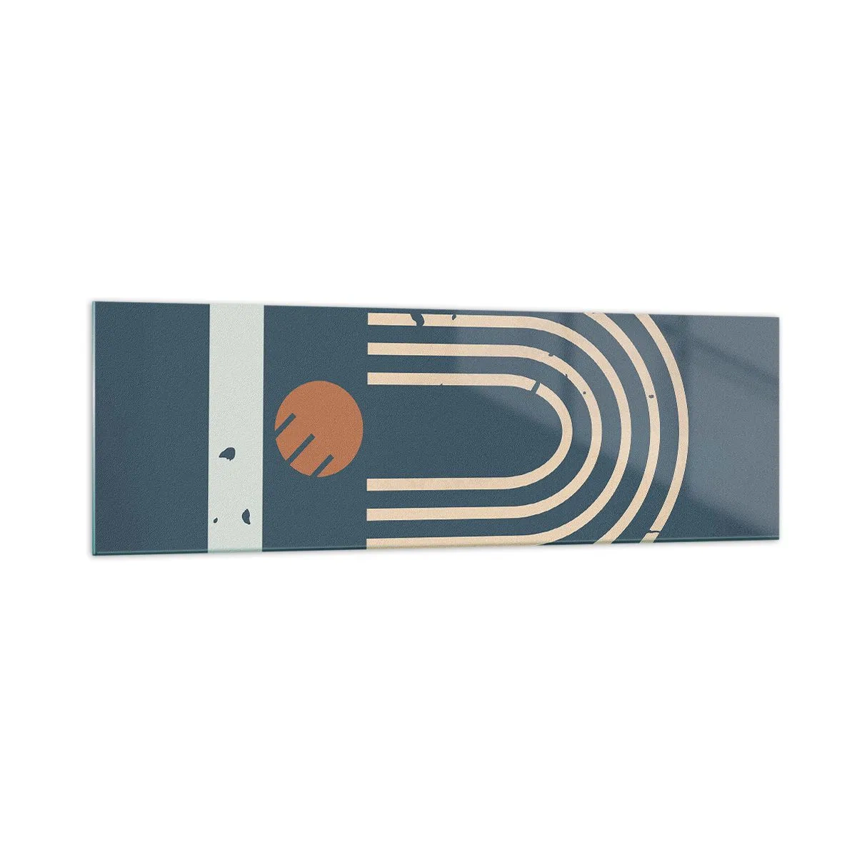 Obraz na skle - Geometria v námorníckej modrej - 160x50 cm