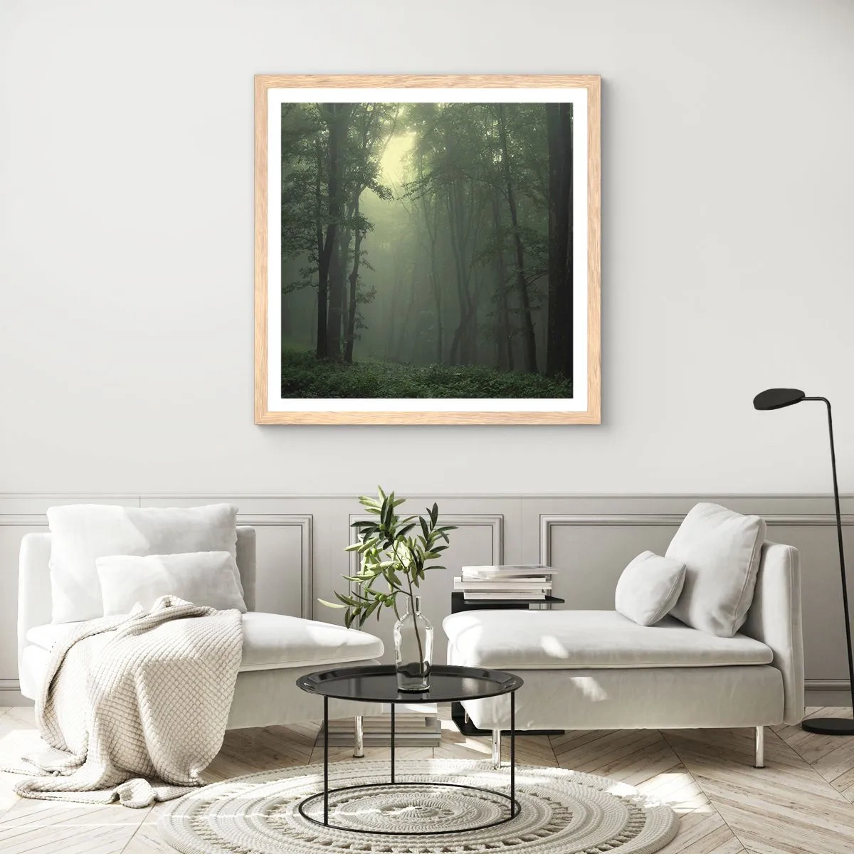 Plagát v ráme zo svetlého duba - Než sa prebudí - 60x60 cm