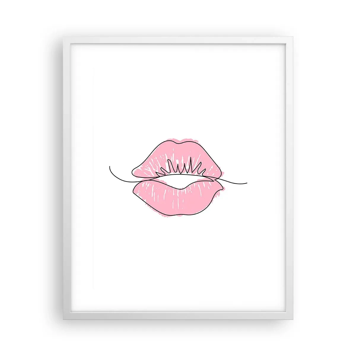 Plagát v bielom ráme - Si pripravený na bozk? - 40x50 cm