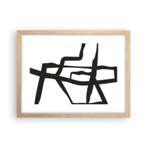 Plagát v ráme zo svetlého duba - Čiernobiela konštrukcia - 40x30 cm