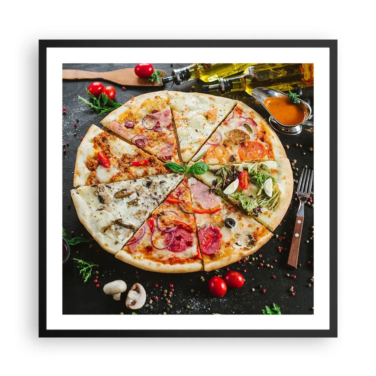 Plagát v čiernom ráme - Vejár chutí - 60x60 cm