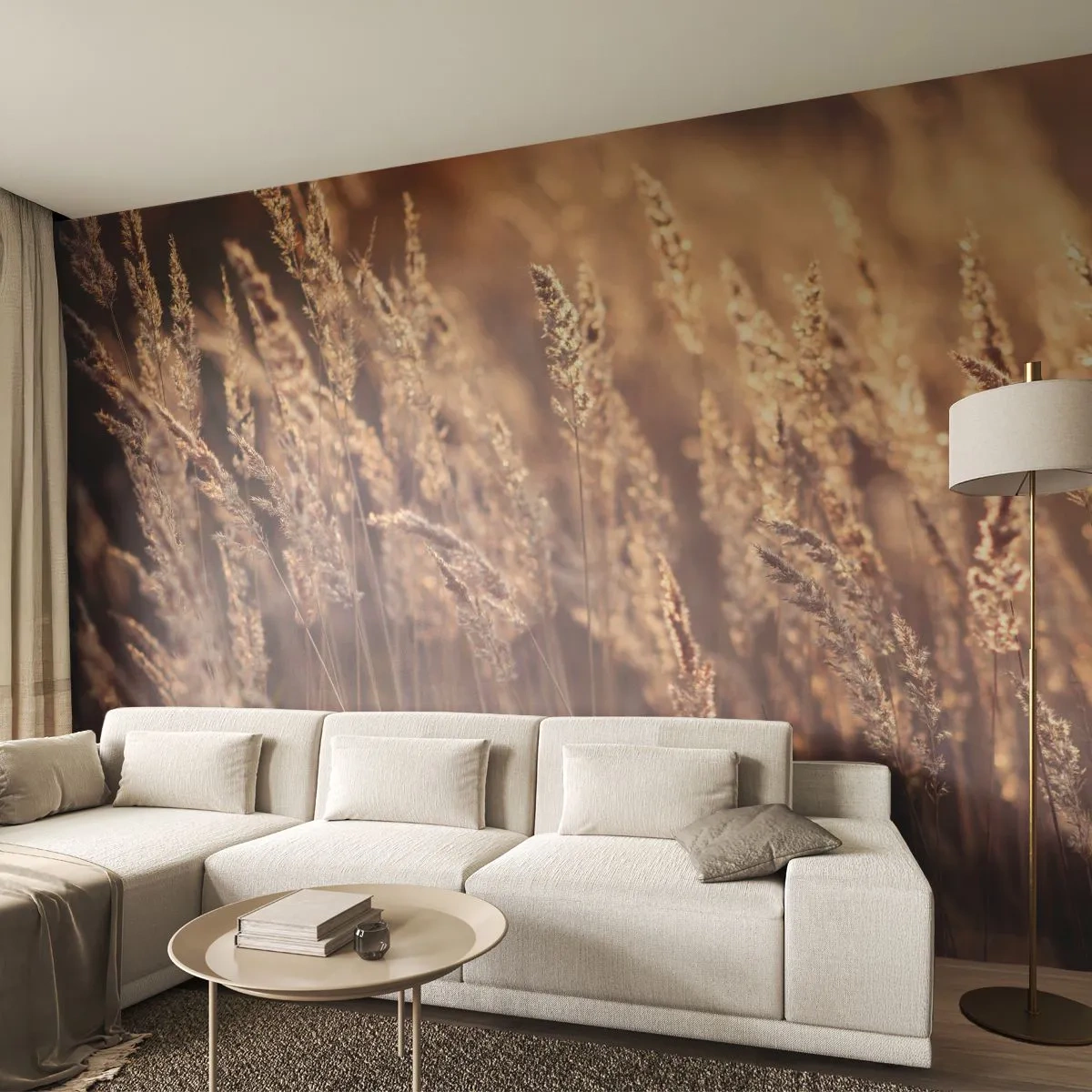Samolepiaca Fototapeta Deluxe Sticker - Pripravení privítať jeseň - Krajina, Klasy zrna, Lúka - 250x175 cm