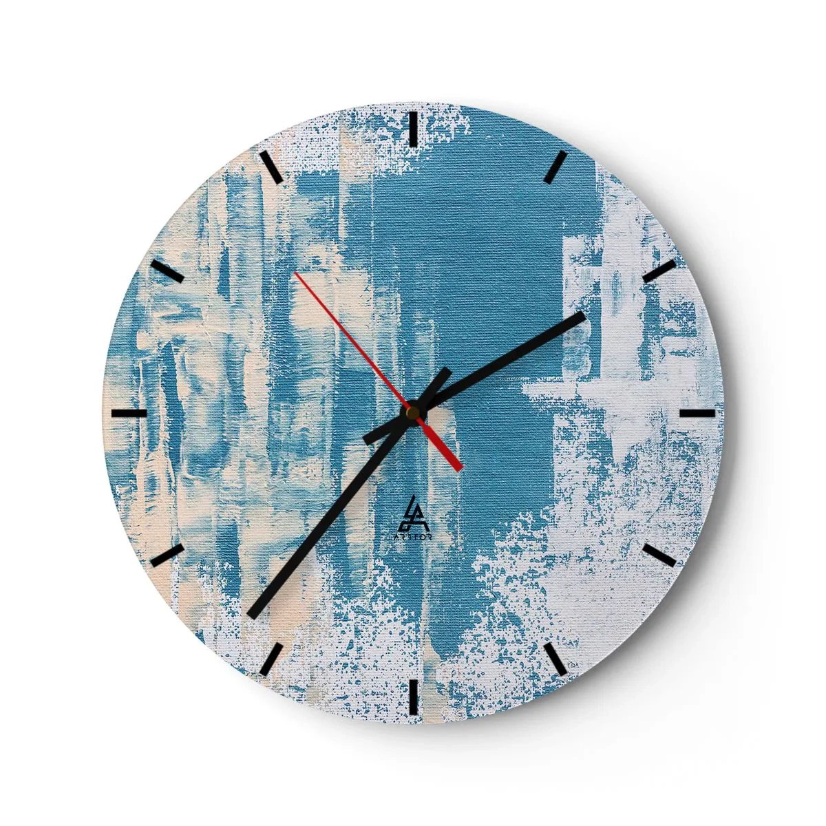 Nástenné hodiny - Modrá abstrakcia pripomínajúca textúru ľadu - 30x30cm - Cez cencúľ - Moderná nástenná dekorácia do obývacej izby, kuchyne a spálne ARTTOR