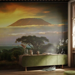 Fototapeta Standard Eco - Africká krajina s Kilimandžárom pri západe slnka - 100x70cm - Sen cestovateľa - Moderná nástenná dekorácia do obývacej izby a spálne ARTTOR