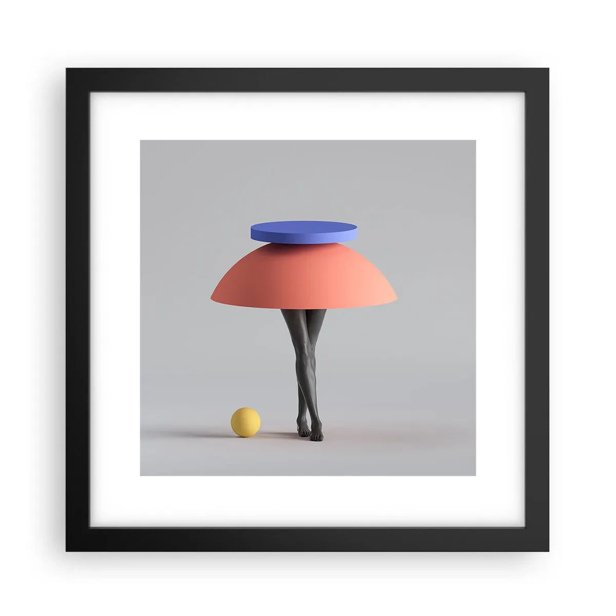 Plagát v čiernom ráme - Surrealistická kompozícia - 30x30 cm
