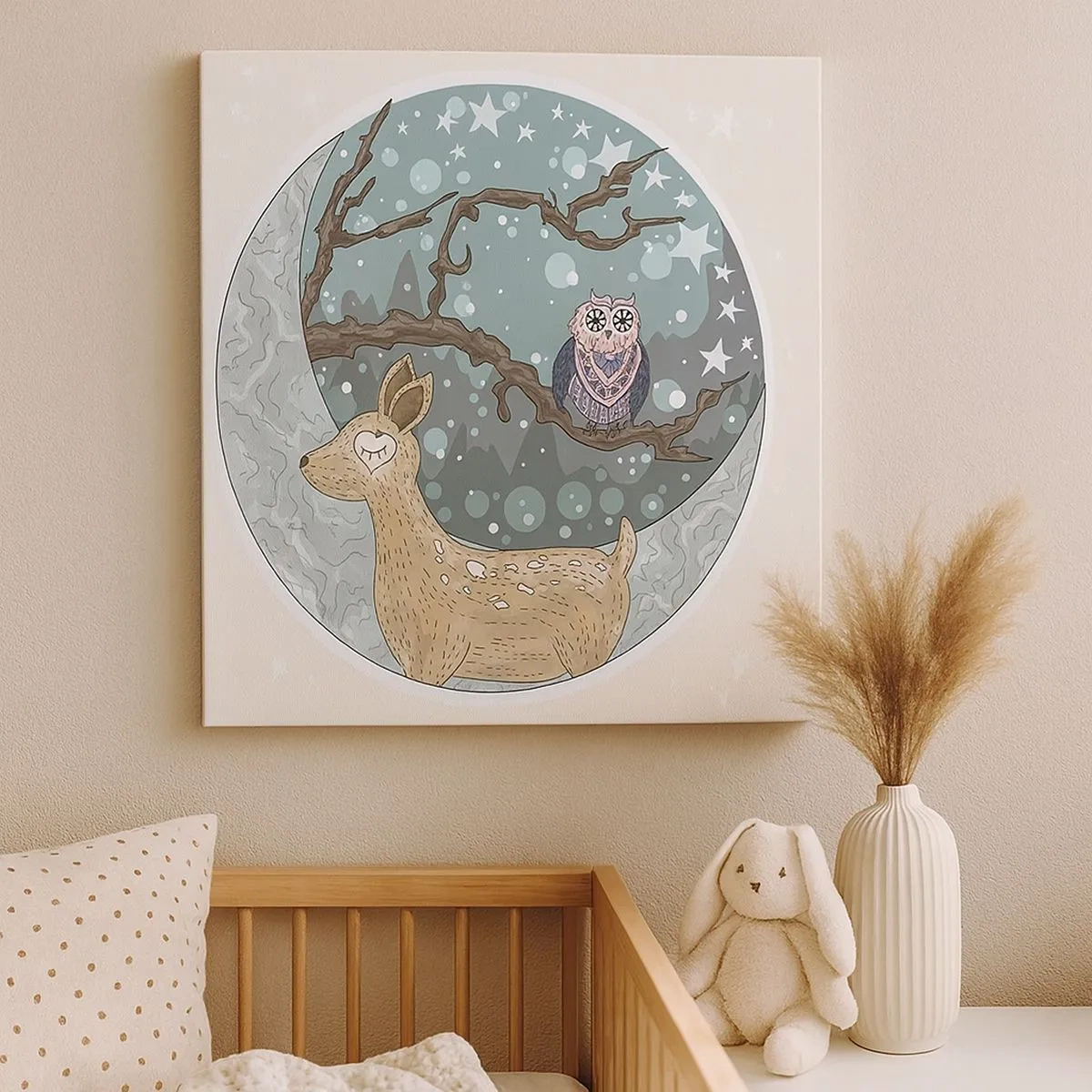 Obraz na plátne - Rozprávková, lesná noc - 30x30 cm