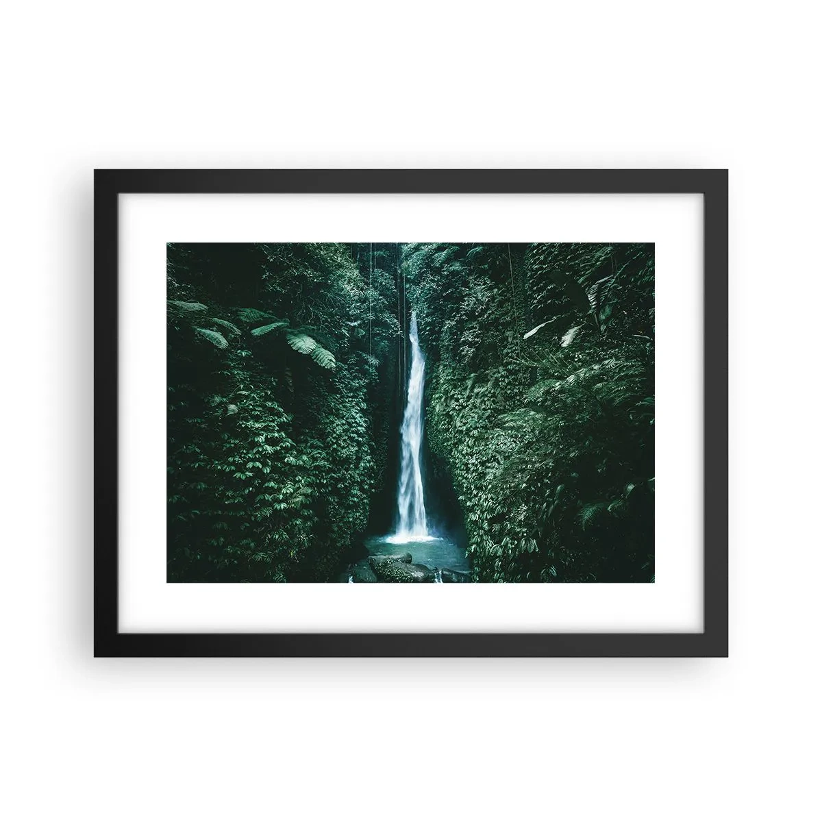 Plagát v čiernom ráme - Tropický prameň - 40x30 cm