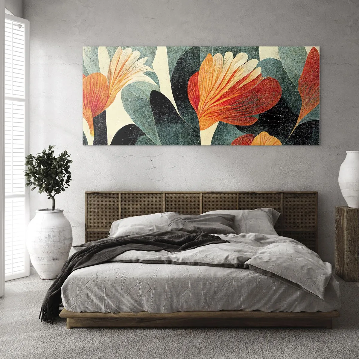 Obraz na skle - Tropické horúco a chlad zelene - 100x40 cm