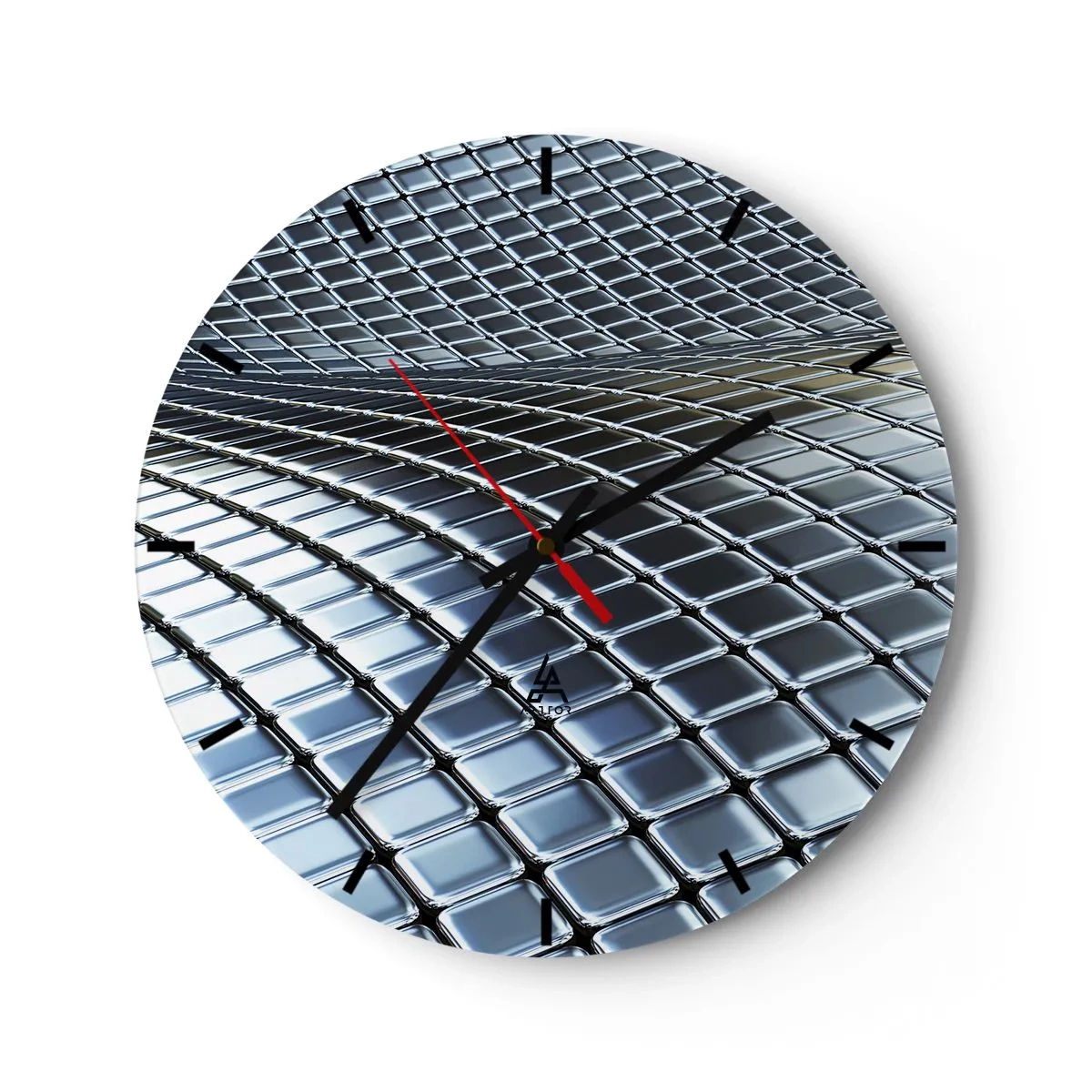 Nástenné hodiny - Kovová strieborná vlna - 40x40 cm