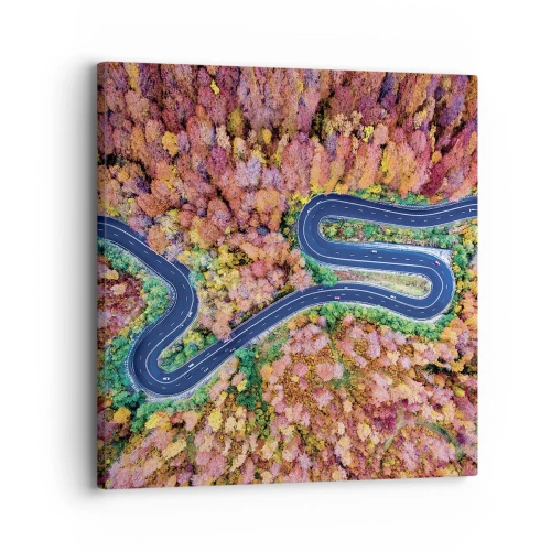 Obraz na plátne - Kľukatá cesta lesom - 30x30 cm