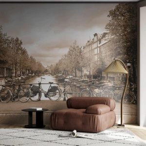 Fototapeta Premium Sand - Holandská atmosféra - Mesto, Amsterdam, Bicykel - 100x70 cm