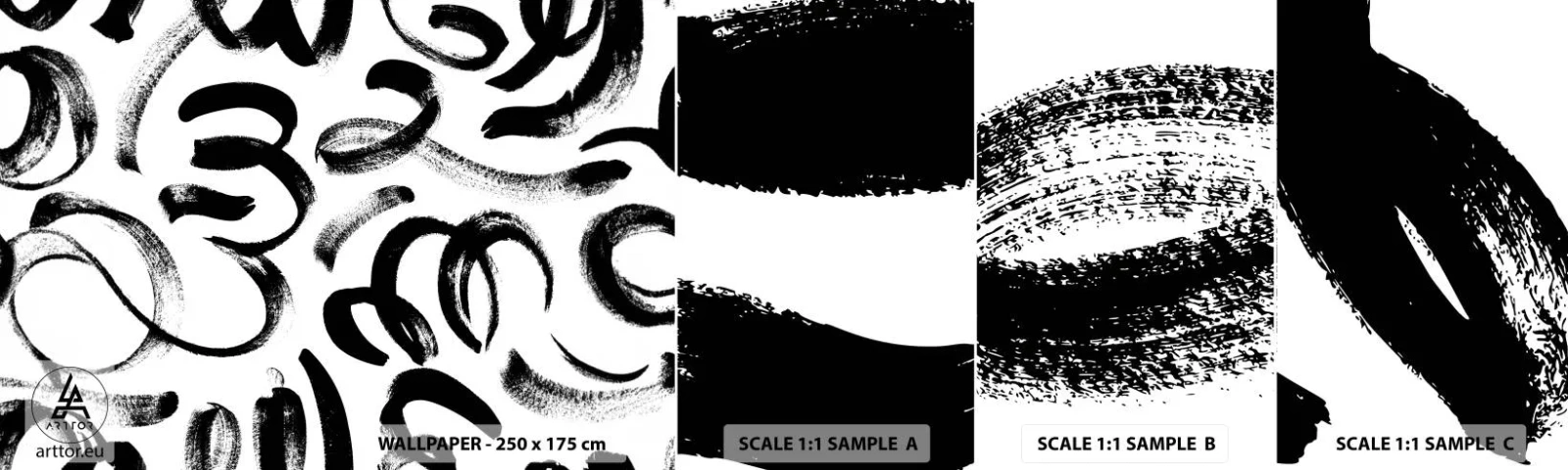 Vzorka samolepiacej fototapety Deluxe Sticker - Čierne na bielom - Moderné umenie, Modernosť, Vzory - 100x30 cm