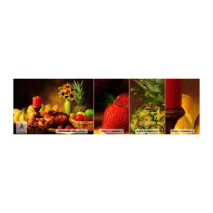 Vzorka samolepiacej fototapety Deluxe Sticker - Zátišie s pečivom a ovocím - Gastronómia, Kvety, Ovocie - 100x30 cm
