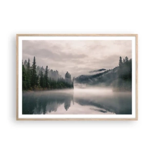 Plagát v ráme zo svetlého duba - V zamyslení, v hmle - 100x70 cm
