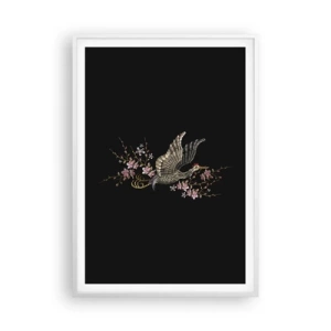 Plagát v bielom ráme - Exotický vyšívaný vták - 70x100 cm