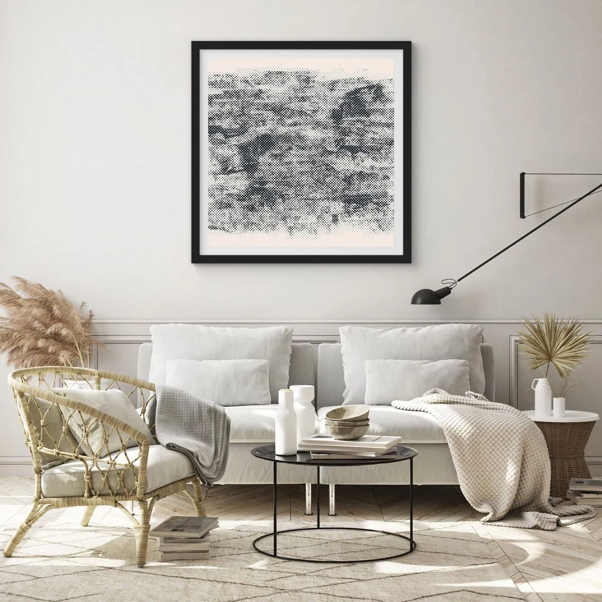 Plagát v čiernom ráme - Hmlistá kompozícia - 60x60 cm