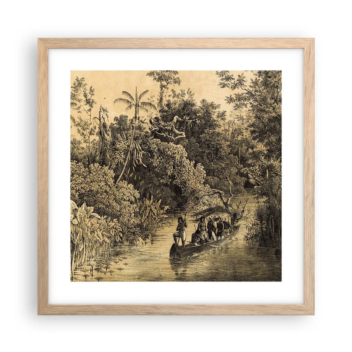 Plagát v ráme zo svetlého duba - Výlet k zdroju - 40x40 cm