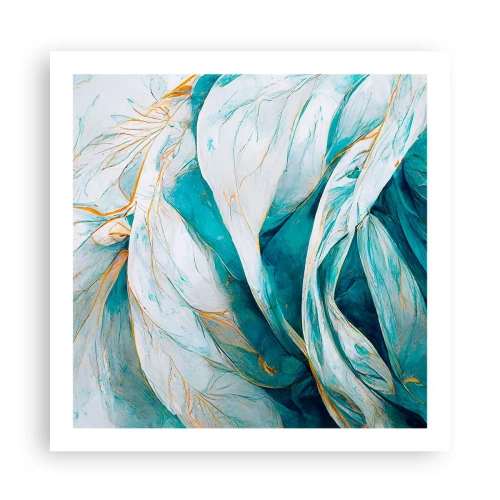 Plagát - Modrá abstrakcia so zlatým motívom - 60x60 cm
