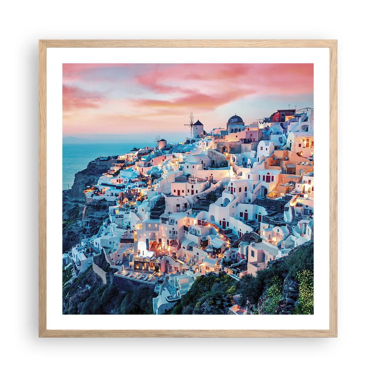 Plagát v ráme zo svetlého duba - Tvoja tučná grécka dovolenka - 60x60 cm