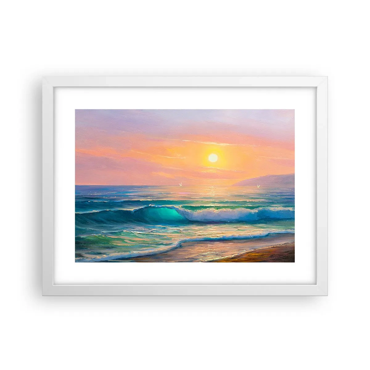 Plagát v bielom ráme - Tyrkysová pieseň vĺn - 40x30 cm