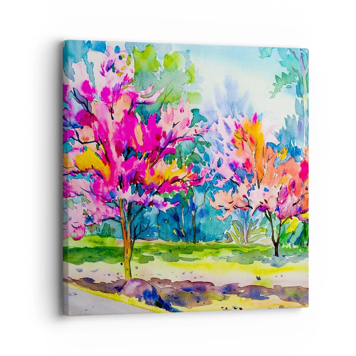 Obraz na plátne - Dúhová záhrada v jarnom lesku - 30x30 cm