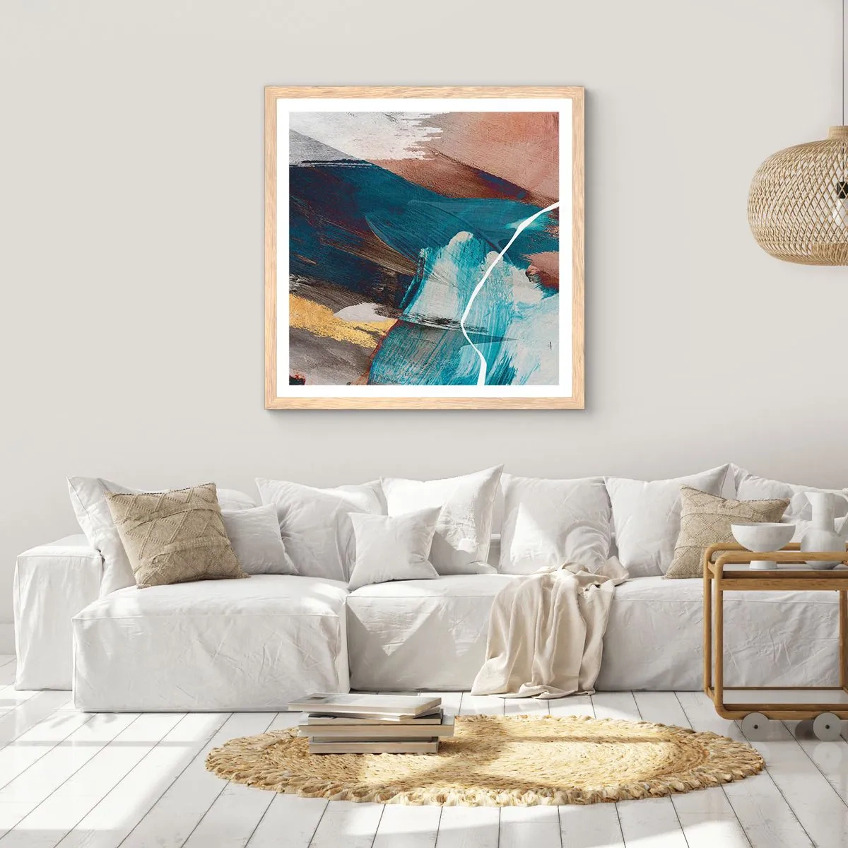 Plagát v ráme zo svetlého duba - Na plno a s energiou - 50x50 cm