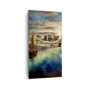 Obraz na plátne - Žiarivý večer nad Manhattanom - 65x120 cm