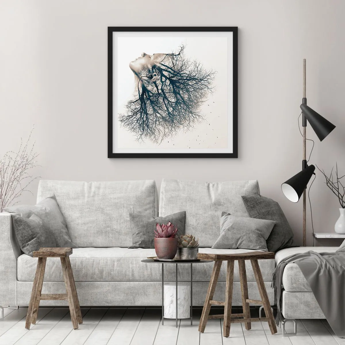 Plagát v čiernom ráme - Očarená šepotom stromu - 40x40 cm