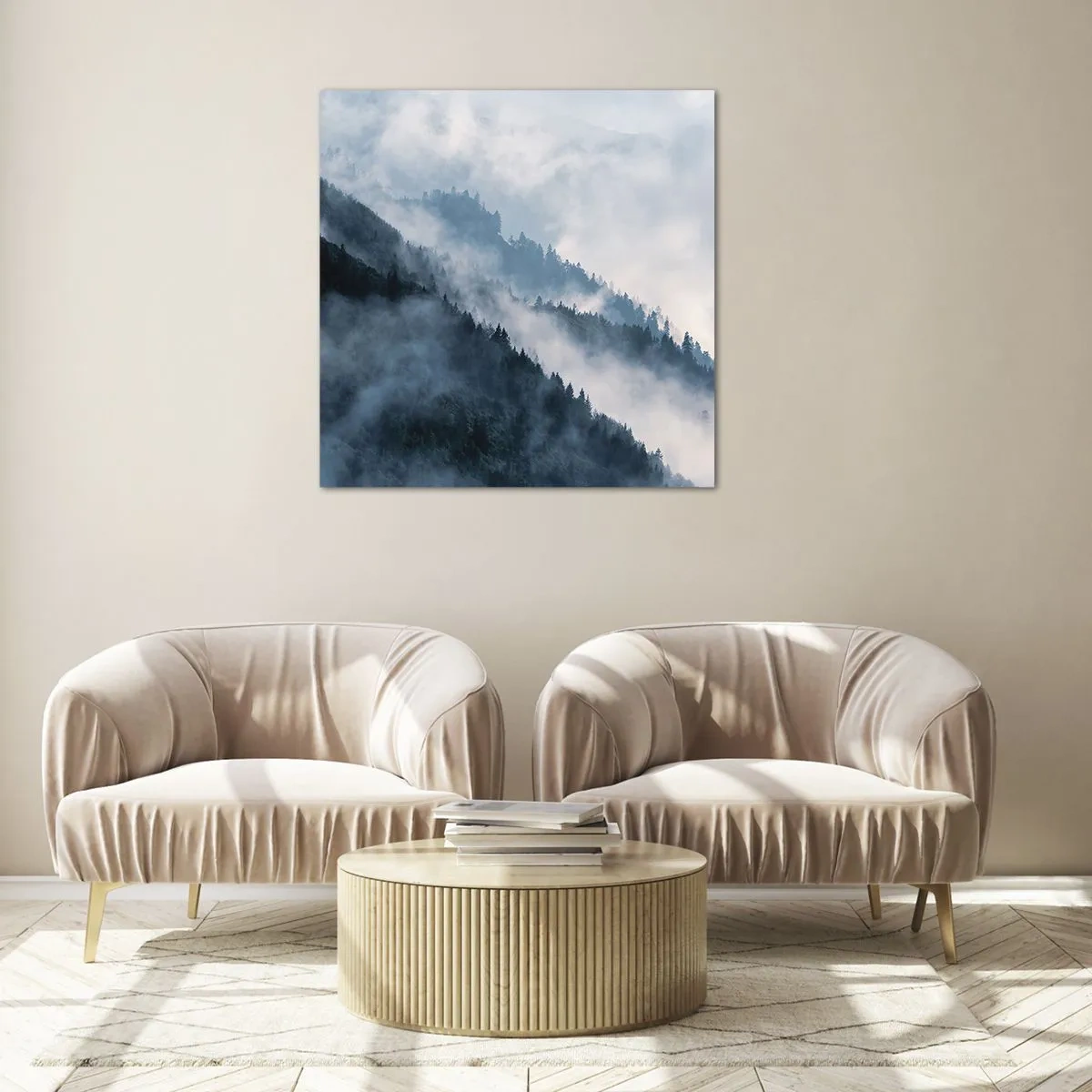 Obraz na skle - Horská mystika - 70x70 cm