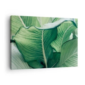 Obraz na plátne - Zelené listy s výraznými detailmi a štruktúrou - 70x50cm - Intenzívne zelený život - Moderná nástenná dekorácia do obývacej izby a spálne ARTTOR
