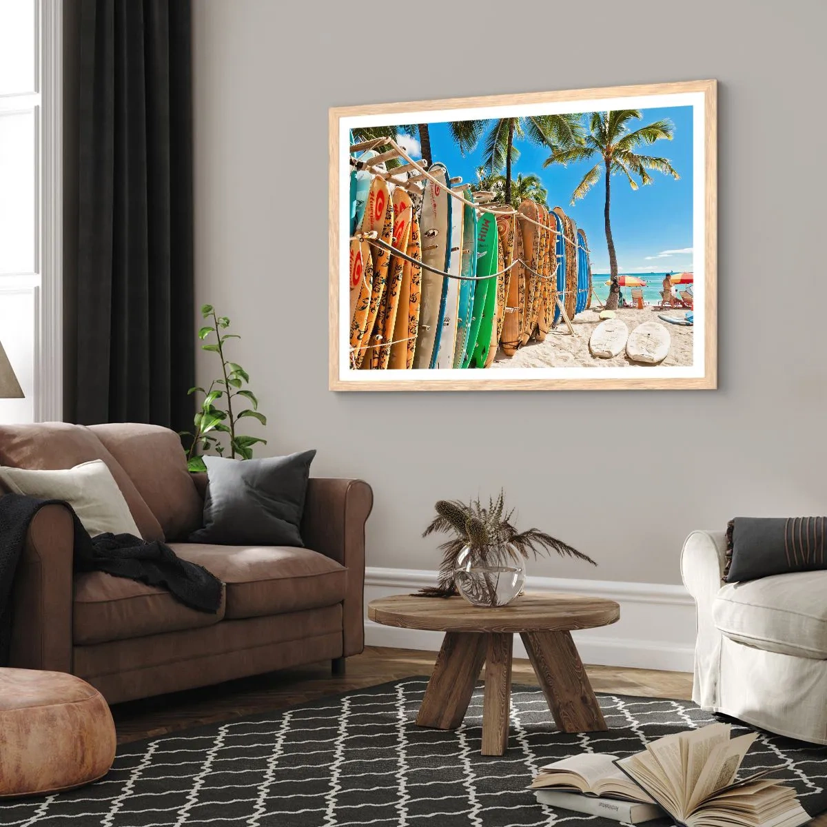 Plagát v ráme zo svetlého duba - Slnečná zábava - 91x61 cm