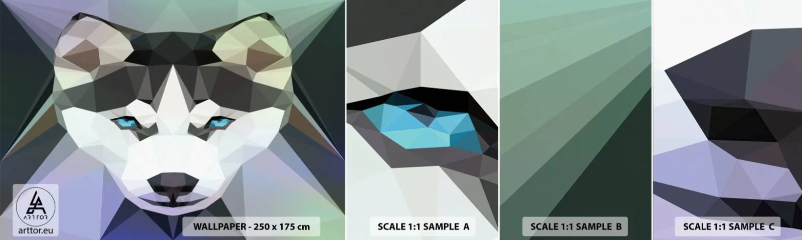 Vzorka Fototapeta Standard Eco - Spomienka na sneh na severe - Abstrakcia, Zvieratá, Wolf - 100x30 cm