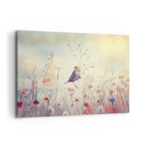 Obraz na plátne - Portrét vtáka s lúkou v pozadí - 120x80 cm