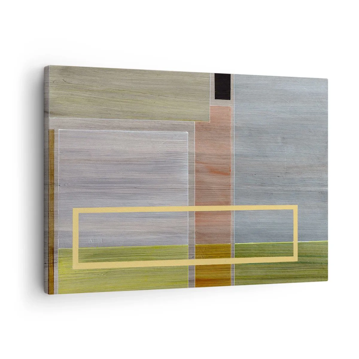 Obraz na plátne - Geometrická kompozícia v pastelových farbách s obdĺžnikmi - 70x50cm - Jednoducho a v kľude - Moderná nástenná dekorácia do obývacej izby a spálne ARTTOR