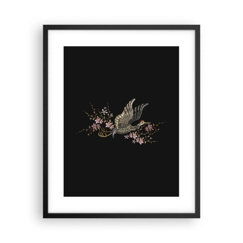 Plagát v čiernom ráme - Exotický vyšívaný vták - 40x50 cm