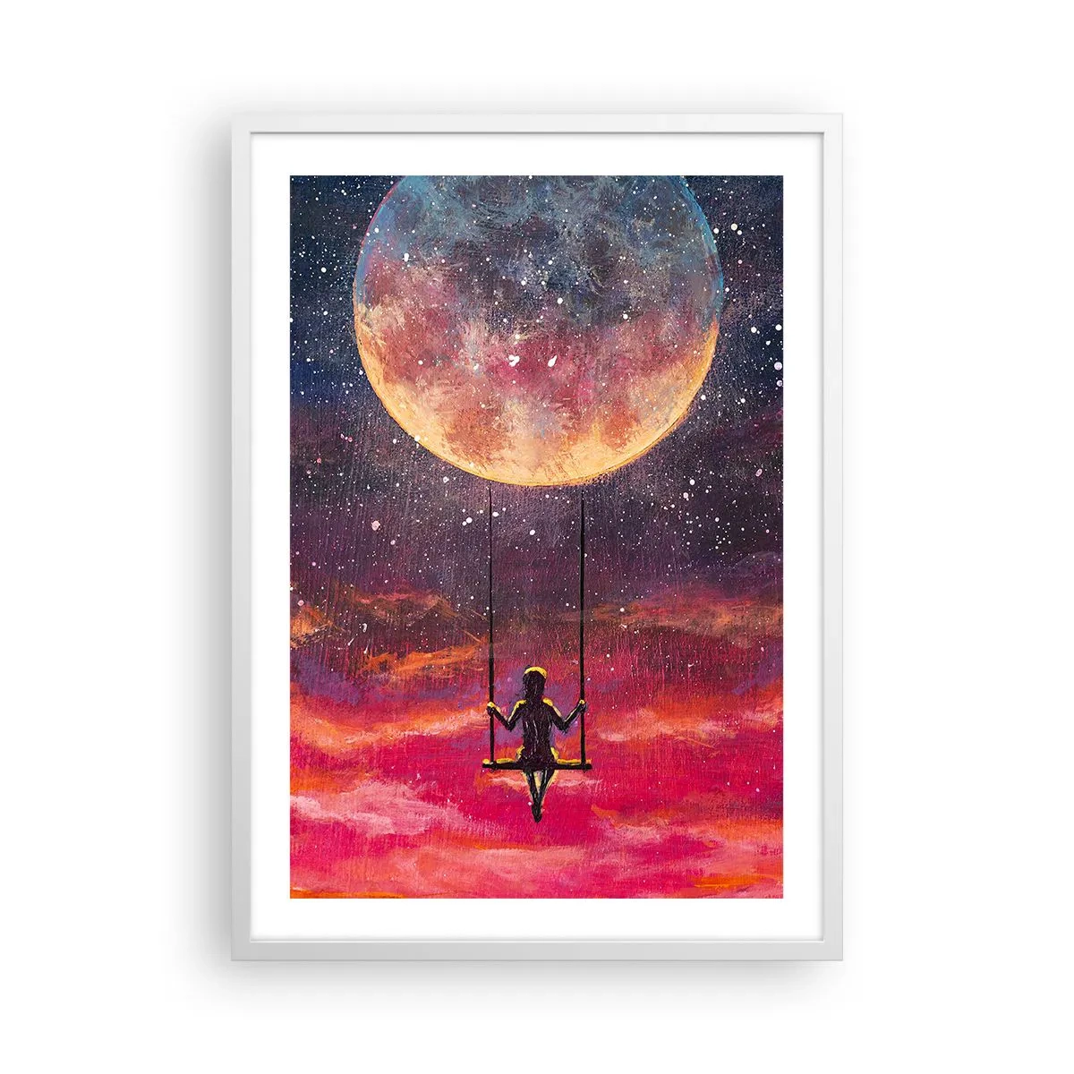Plagát v bielom ráme - Stavať si vzdušné zámky - 50x70 cm