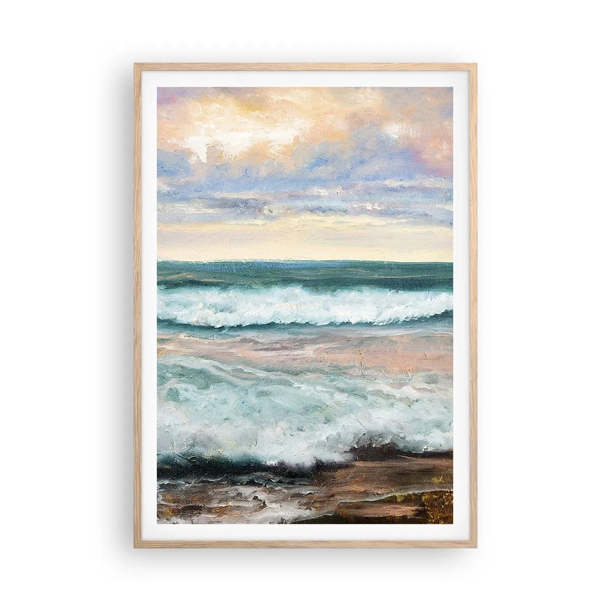 Plagát v ráme zo svetlého duba - Tu uhladíš dušu - 70x100 cm