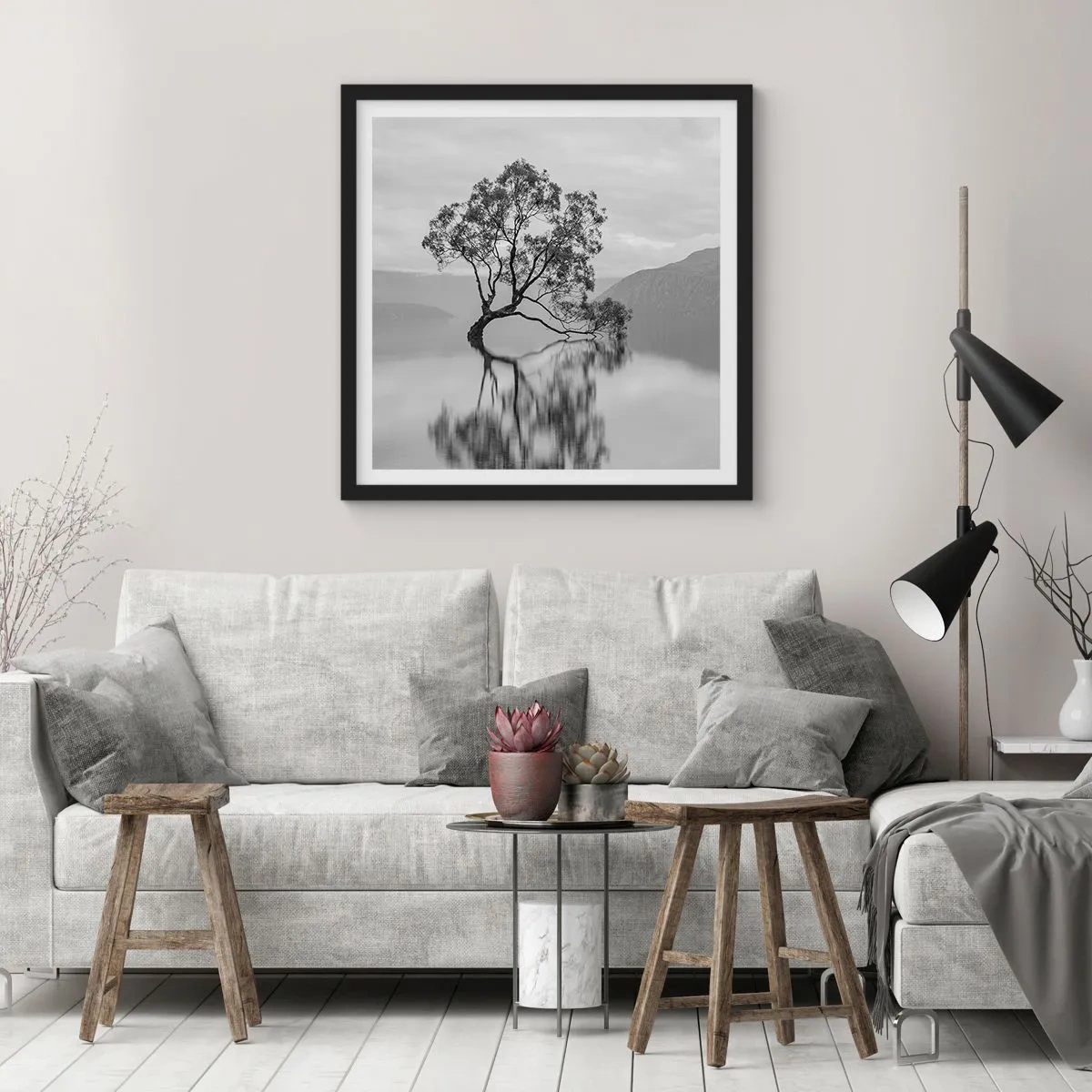 Plagát v čiernom ráme - Existuje taká krajina - 50x50 cm