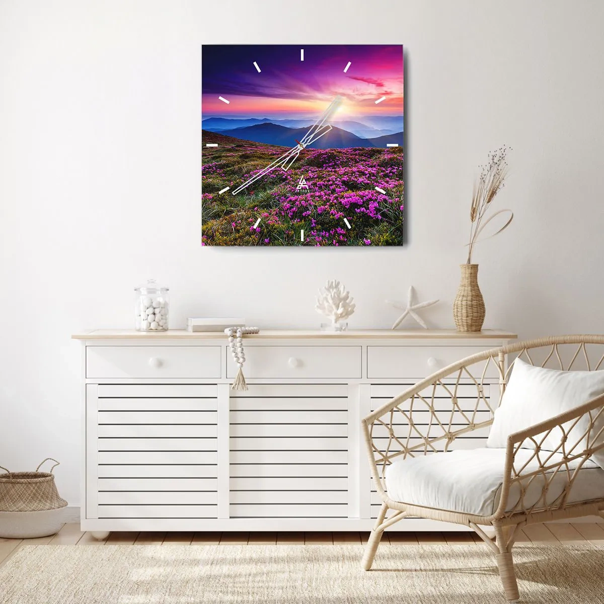 Nástenné hodiny - Zavoňali svieže púčiky byliniek z obilných polí - 40x40 cm