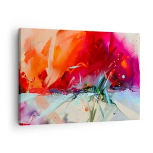 Obraz na plátne - Abstraktná krajina v intenzívnych farbách - 70x50cm - Explózia svetiel a farieb - Moderná nástenná dekorácia do obývacej izby a spálne ARTTOR